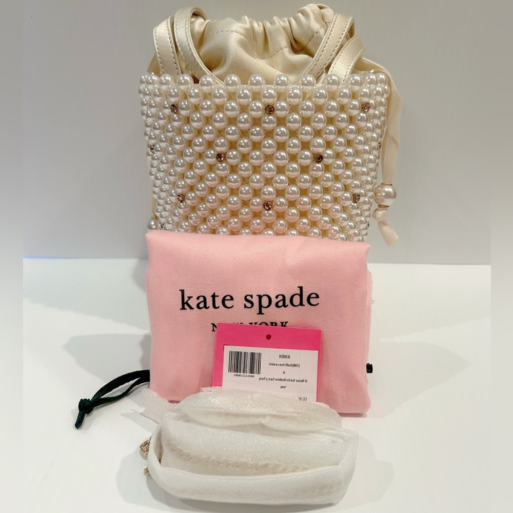 Kate Spade Purl Pearl Embellished Small Bucket Bag NWT 🤍